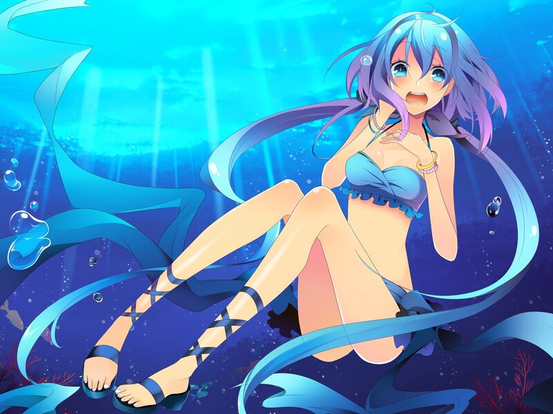 anime girl underwater