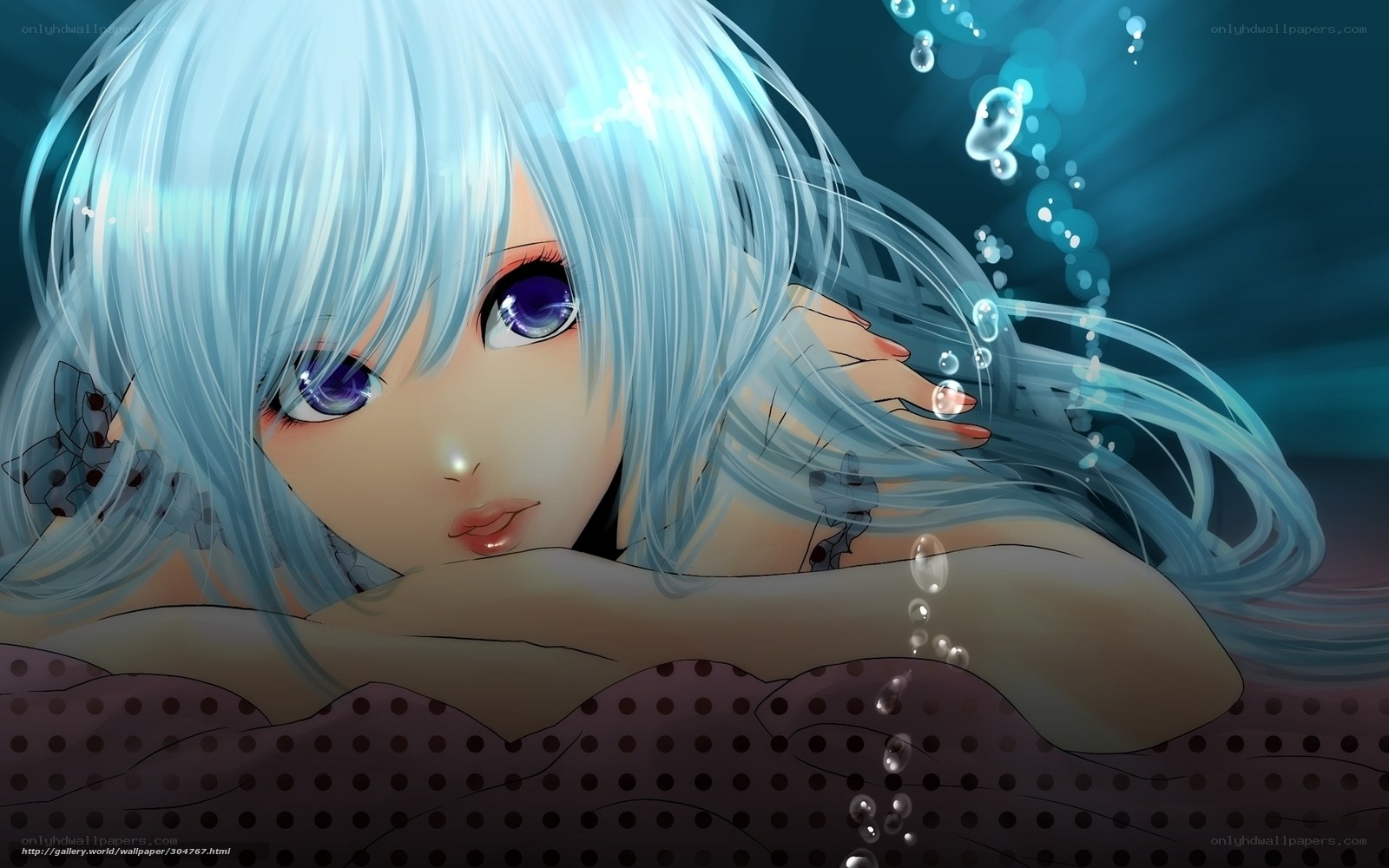 anime girl underwater