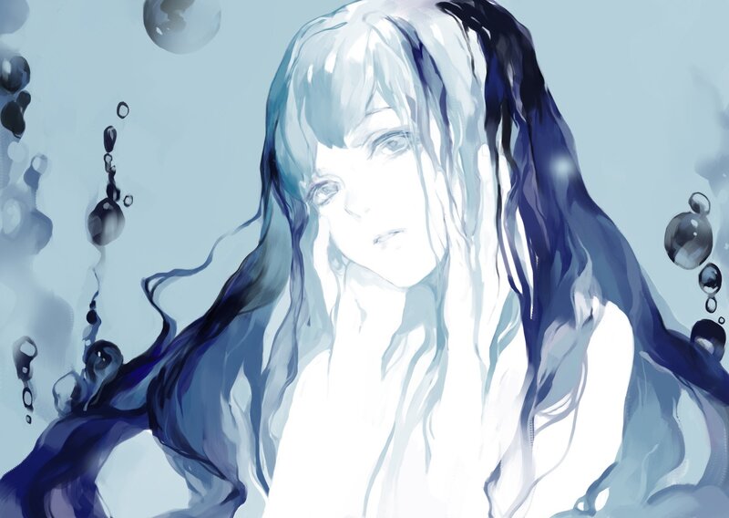 anime girl underwater