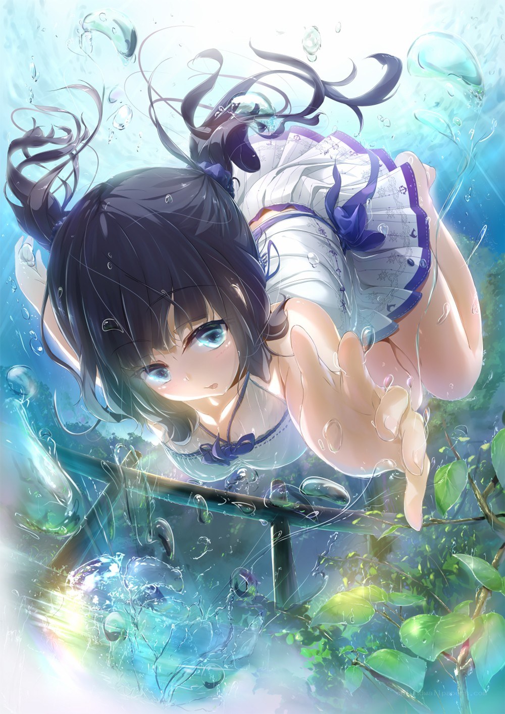 anime girl underwater