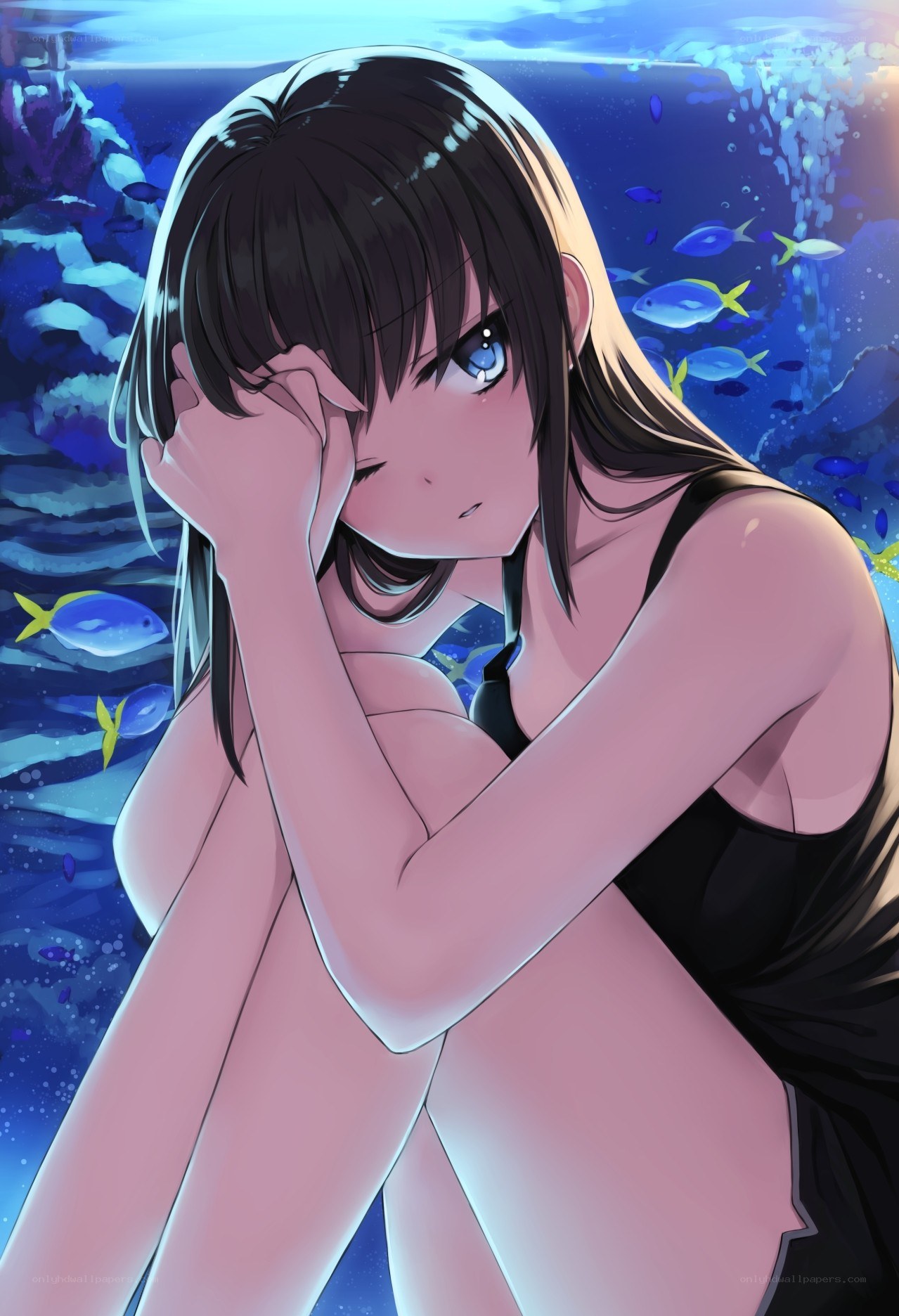 anime girl underwater