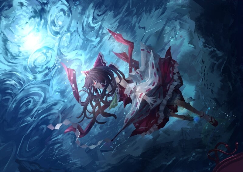Anime Girl Underwater — Blue, Dramatic, Digital Art, Water