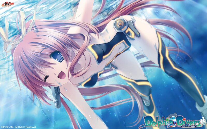 Anime Girl Underwater — Blue, Dynamic, Swimsuit