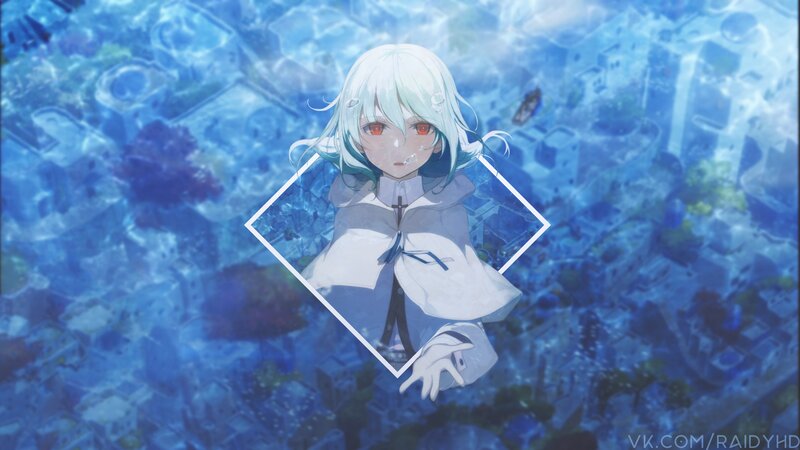 Anime Girl Underwater — Blue, Serene, Digital Art, Underwater City