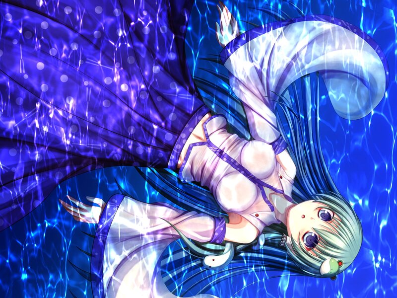 Anime Girl Underwater — Blue, Serene, Digital Art, Water
