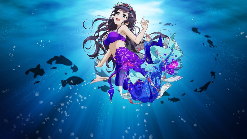 Anime Girl Underwater — Blue, Serene, Fish, Bubbles, Sunlight