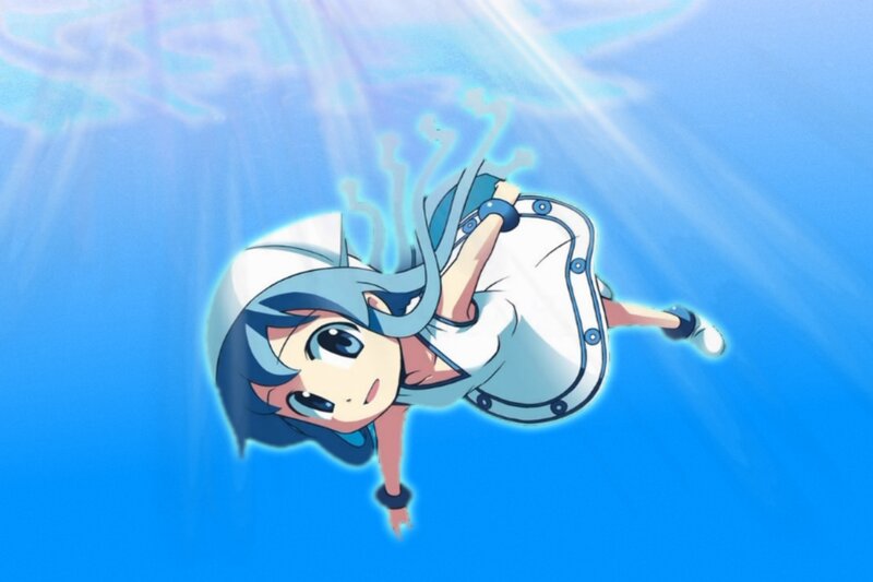 Anime Girl Underwater — Blue, Serene, Light Rays
