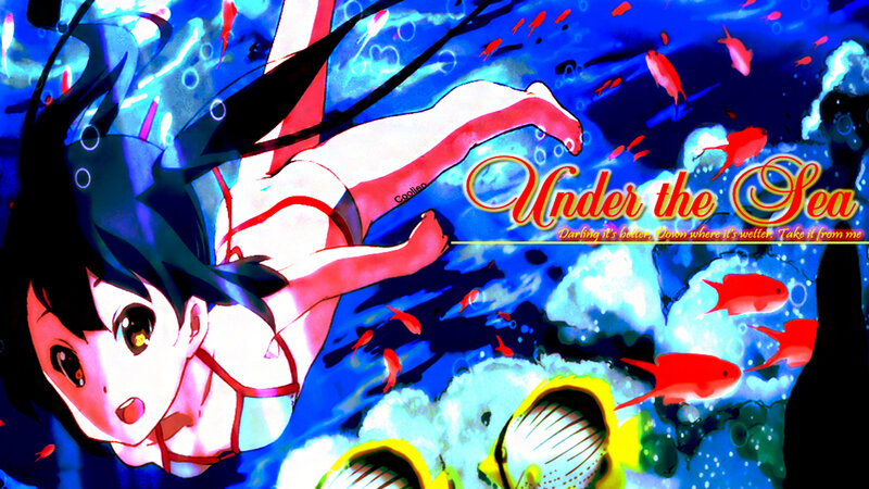 Anime Girl Underwater — Blue, Vibrant