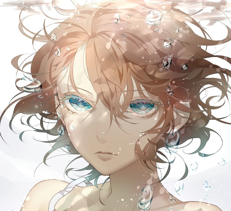 Anime Girl Underwater — Brown, Serene