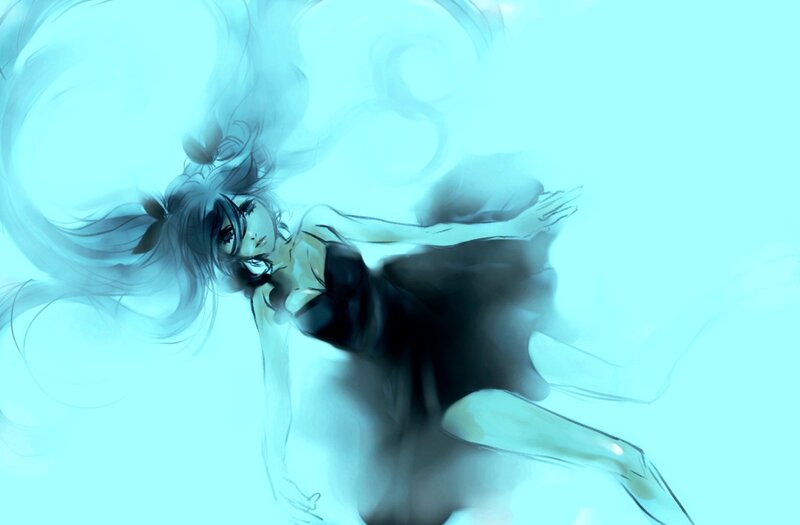 Anime Girl Underwater — Cyan