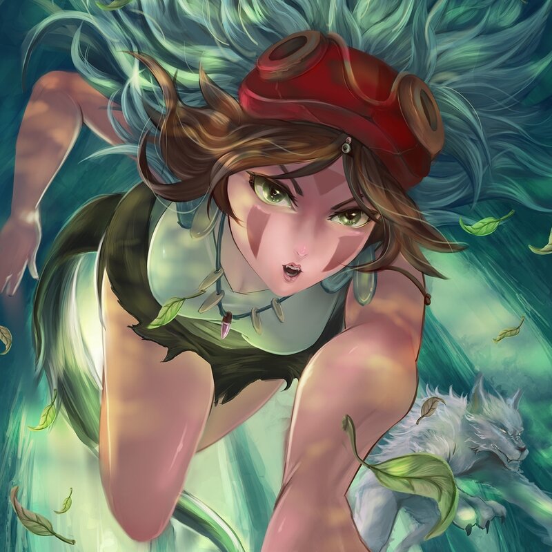 Anime Girl Underwater — Green, Dynamic