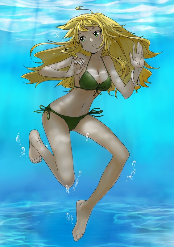 anime girl underwater in bikini