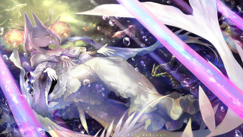 Anime Girl Underwater — Purple, Serene