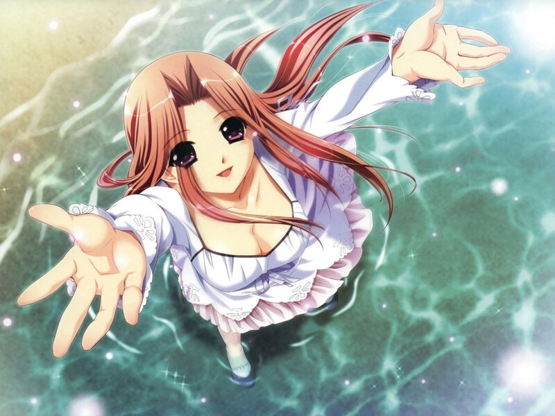 anime girl underwater reaching out