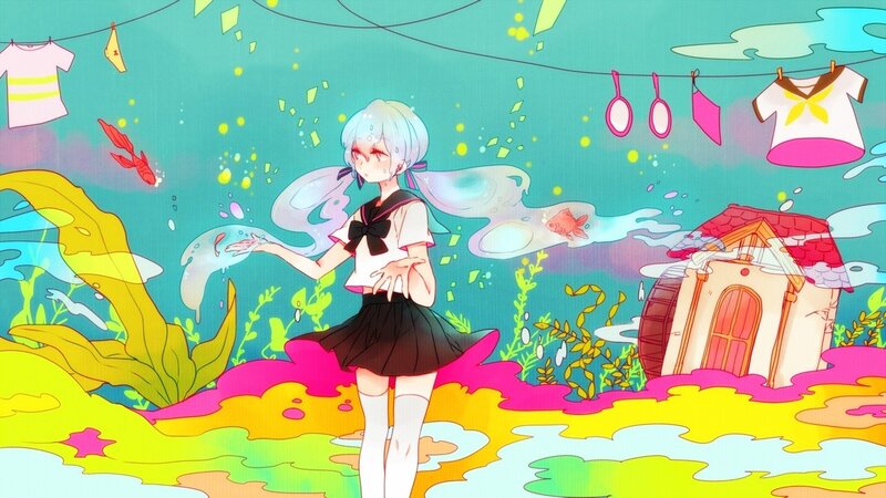 Anime Girl Underwater — Teal, Dreamy