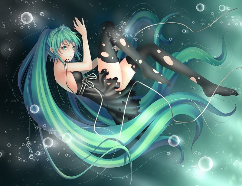 Anime Girl Underwater — Teal