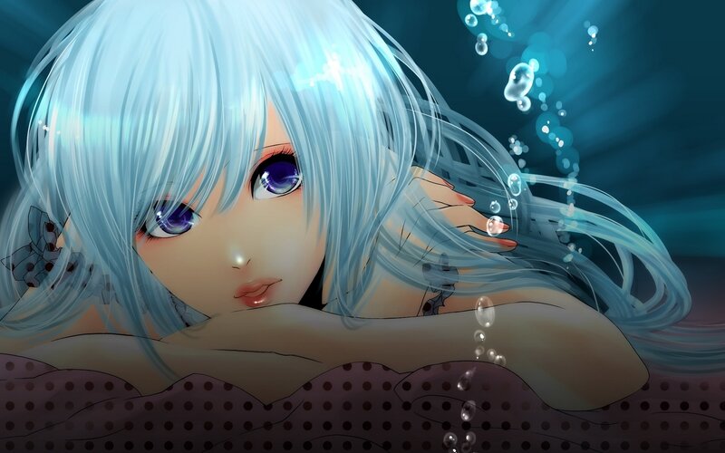anime girl underwater