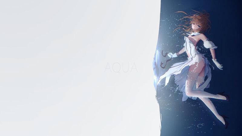 Anime Girl Underwater — White, Dramatic