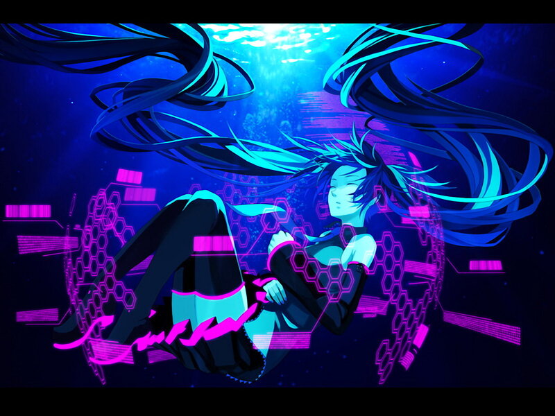 anime girl underwater with glowing effects
