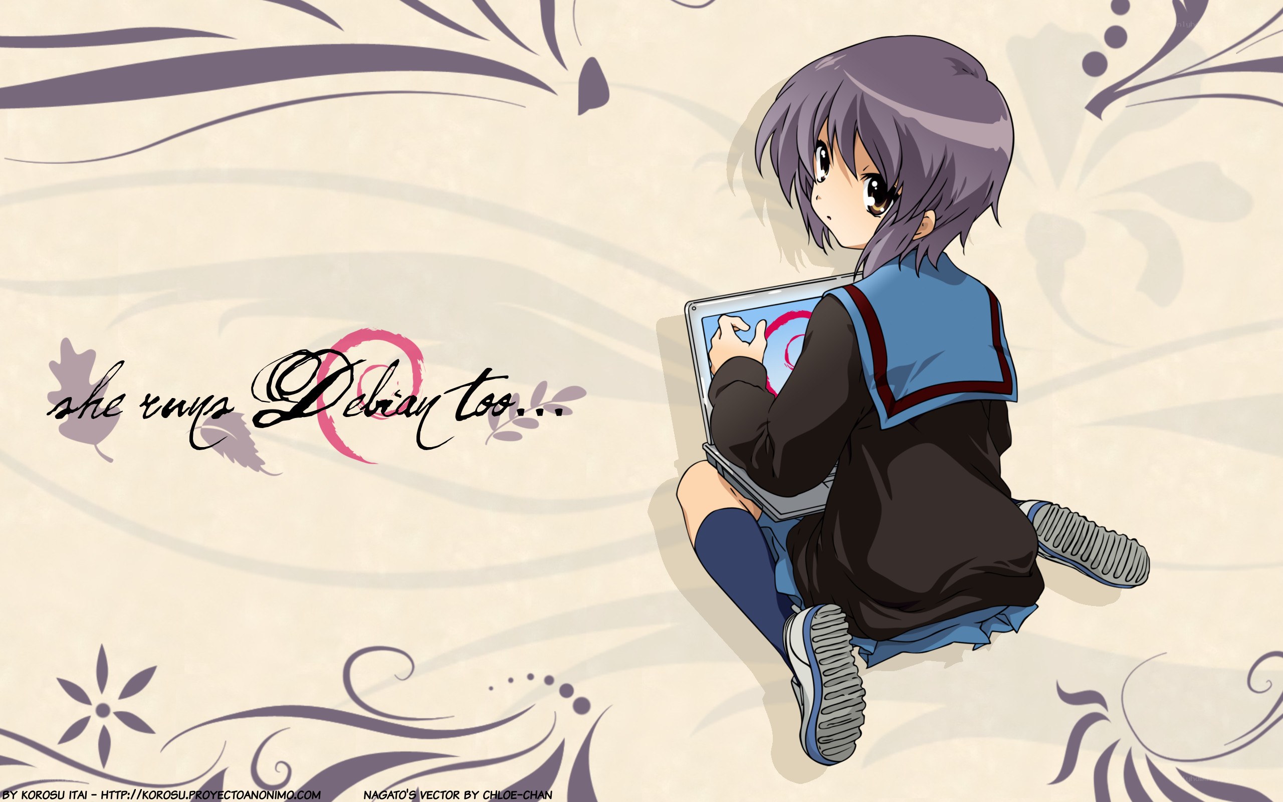 anime girl using laptop