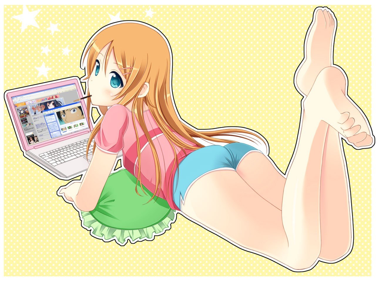 anime girl using laptop