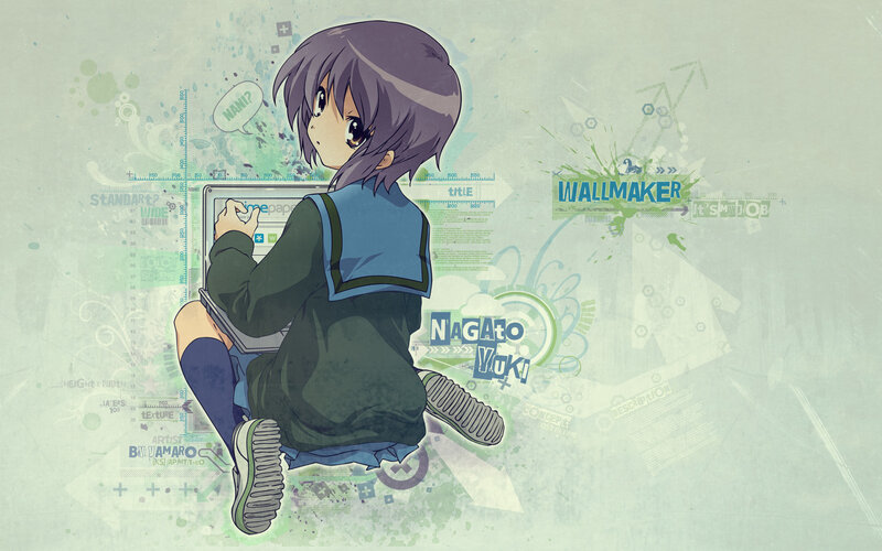 anime girl using laptop