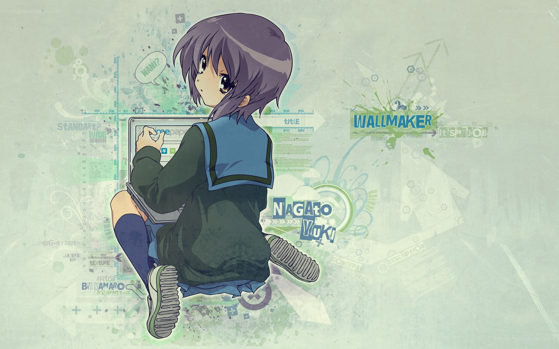 anime girl using laptop