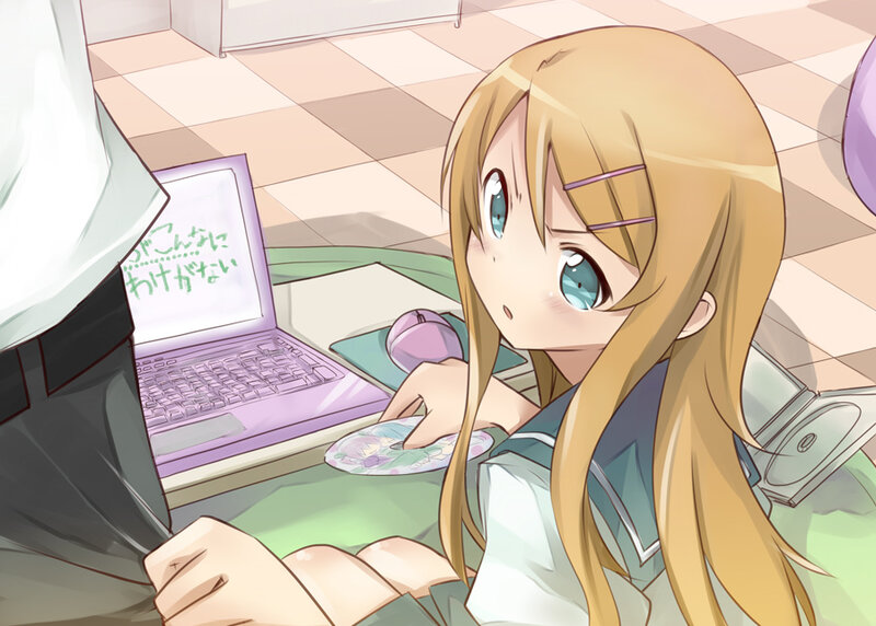 anime girl using laptop