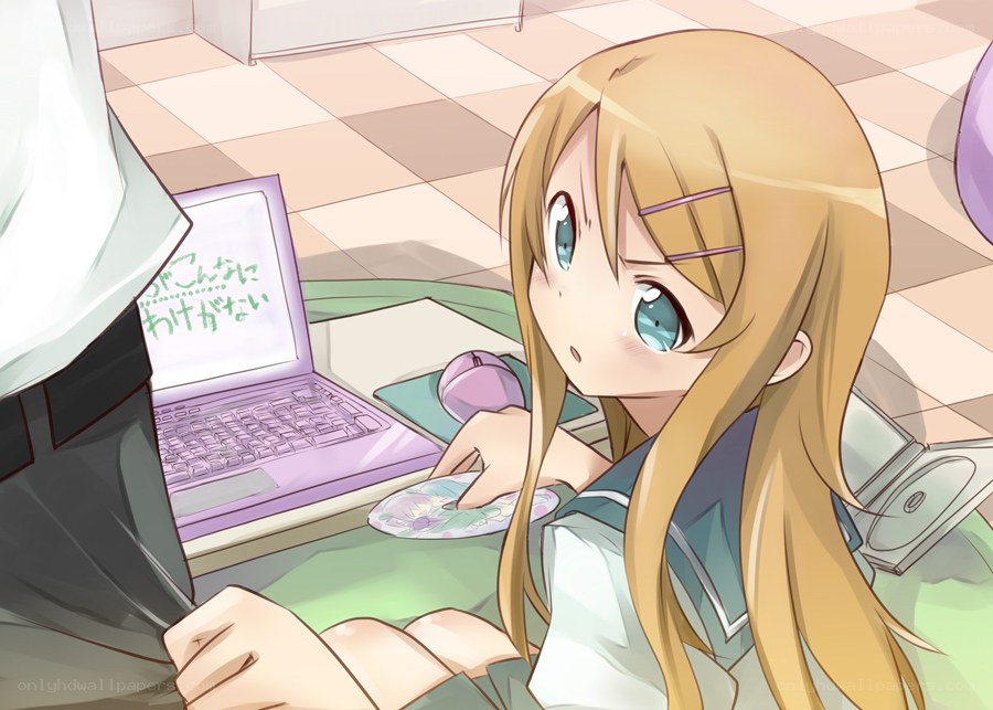 anime girl using laptop