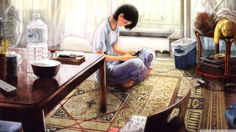 Anime Girl Using Phone — Brown