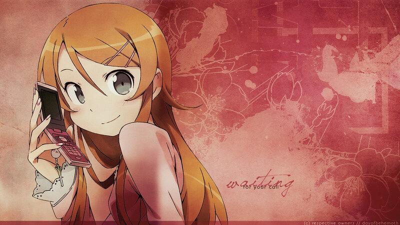 anime girl waiting for call