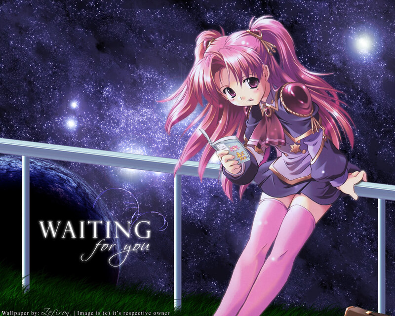 anime girl waiting in space
