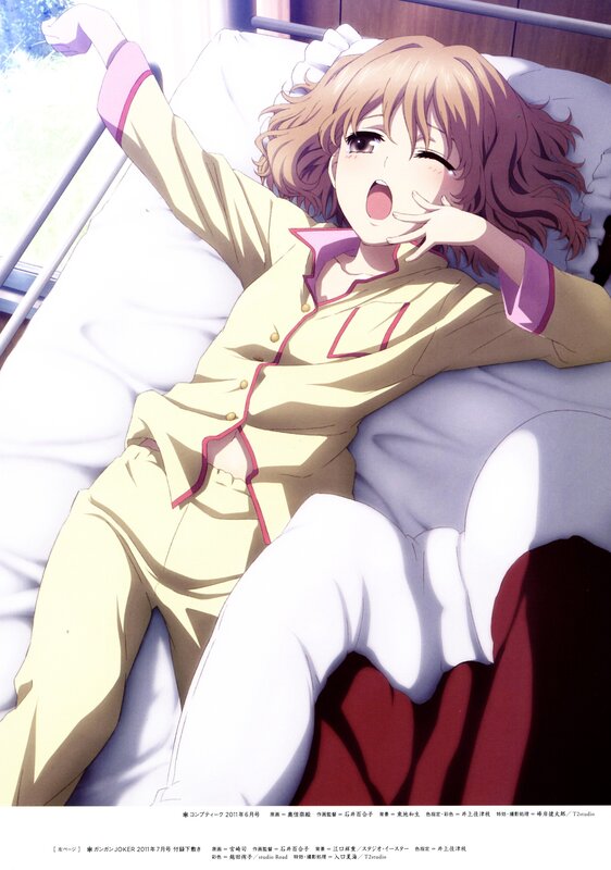 anime girl waking up in bed