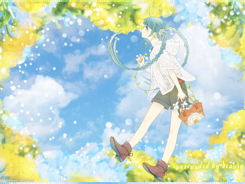Anime Girl Walking — Blue, Serene