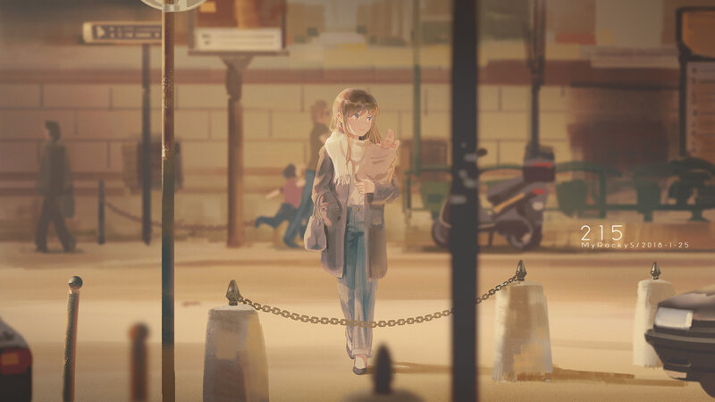 Anime Girl Walking — Brown, Calm