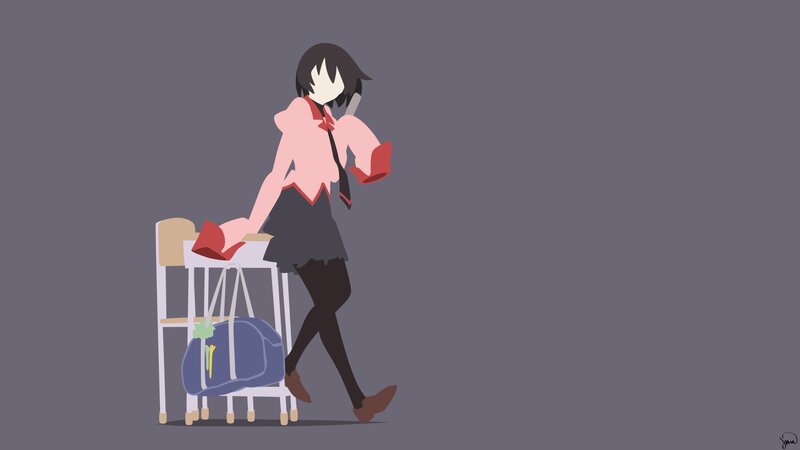 Anime Girl Walking — Gray
