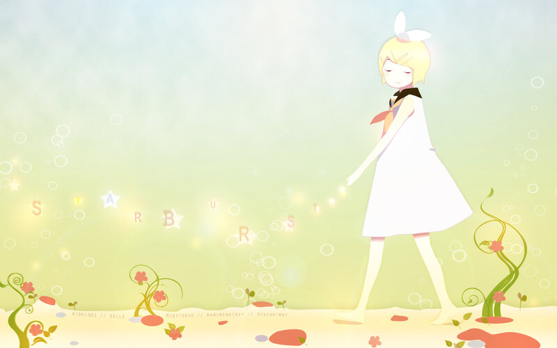 Anime girl walking in a dreamy field