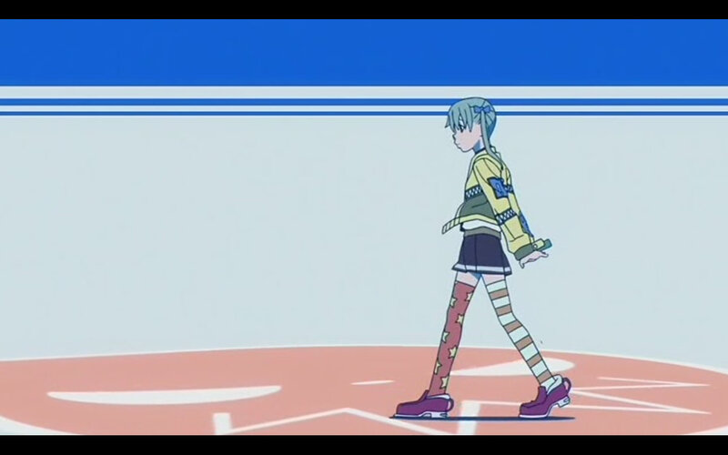 anime girl walking on court
