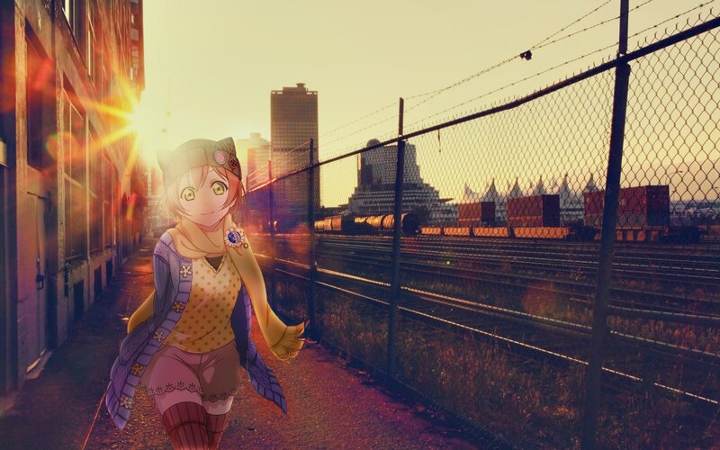 Anime Girl Walking — Orange, Serene