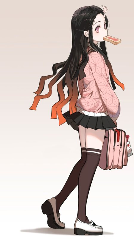 Anime Girl Walking — Pink, Calm, Bread