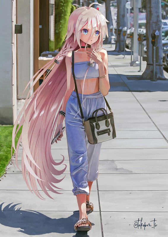 Anime Girl Walking — Pink, Calm