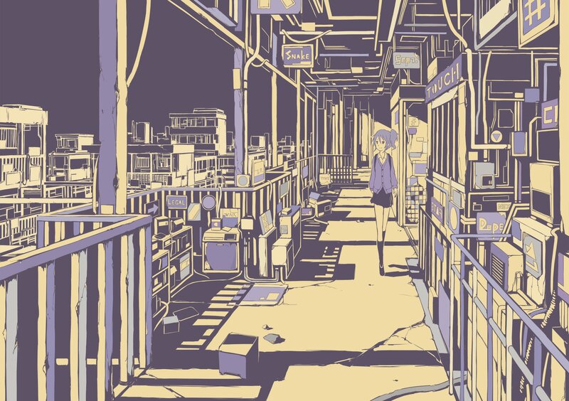 Anime Girl Walking — Purple