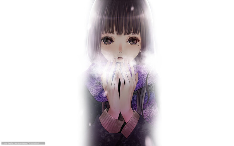 Anime Girl Warming Hands — Purple