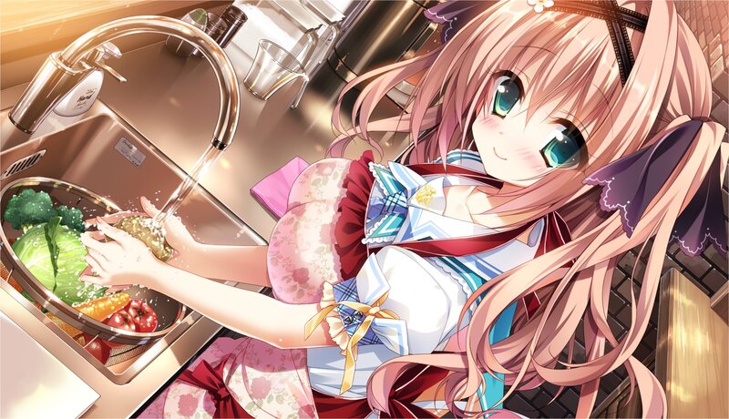 Anime Girl Washing Vegetables