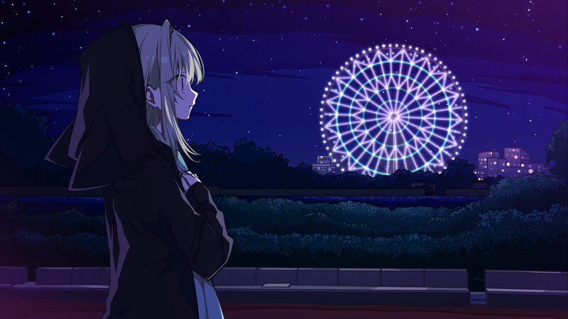 Anime Girl Watching Ferris Wheel