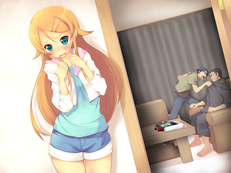 Anime girl watching fight