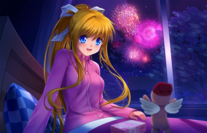 Anime girl watching fireworks
