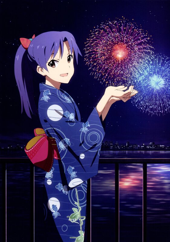 Anime girl watching fireworks