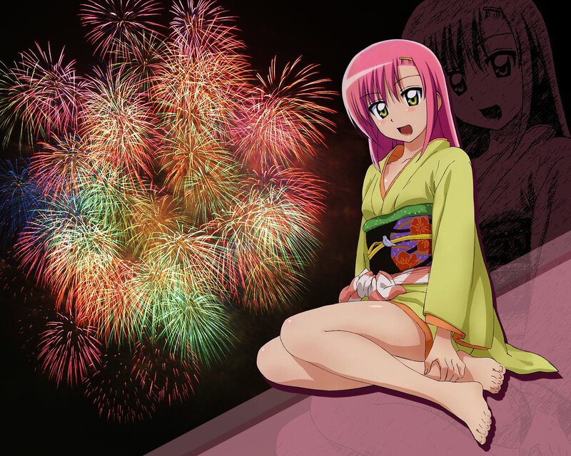 Anime girl watching fireworks
