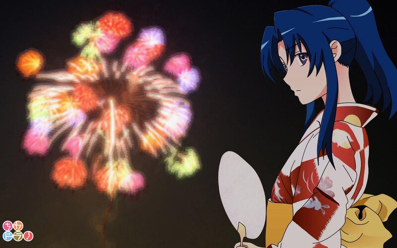 anime girl watching fireworks